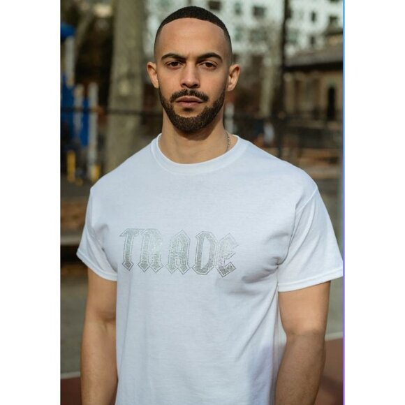 TRADE Merch Rhinestone T-Shirt in White - Picture 2 of 4